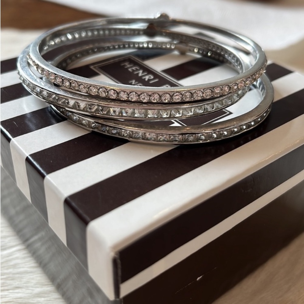 Henri Bendel Women’s Dark Gray Metal Bangle Bracelets With Crystals. Two Of Them - Picture 8 of 8
